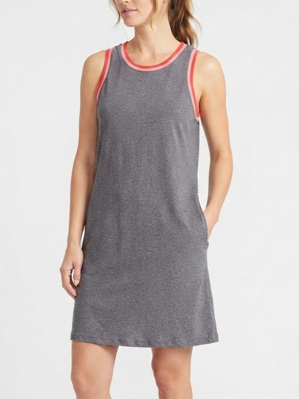 Sundry Womens Gray Tank Dress Size 2 Striped Trim Pockets Casual Athleisure